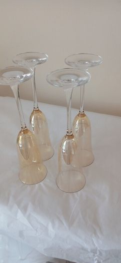 Elegant Amber Iridescent Champagne Flutes (Set of 4)