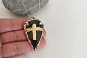 Necklace Natural Black Obsidian Raw Black Stone