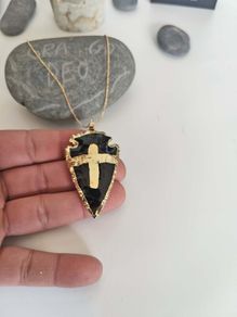 Necklace Natural Black Obsidian Raw Black Stone