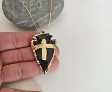 Necklace Natural Black Obsidian Raw Black Stone