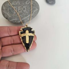 Necklace Natural Black Obsidian Raw Black Stone
