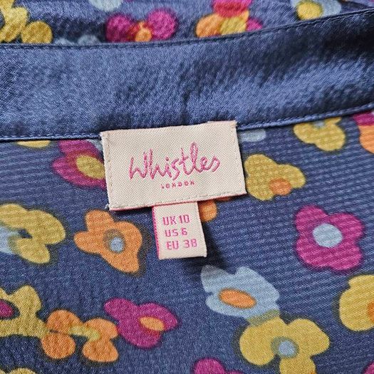 Whistles boho floral silk dress with empire waist 10 12 blue pink yellow