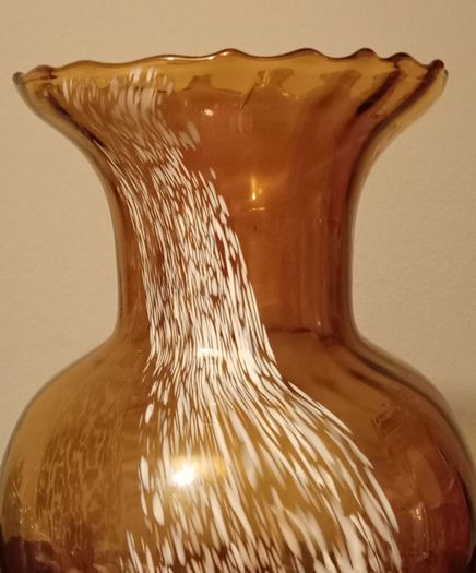 Vintage Bohemian Honey Brown Glass Flower Vase.