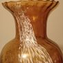 Vintage Bohemian Honey Brown Glass Flower Vase. Image 3