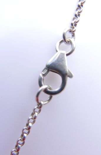 Sterling Silver 925 Chain Necklace With Resin Silver Mounted Flower Pendant Hallmark Length 16,5" - 5,94g