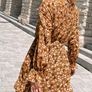 brown floral ruffle dress Image 2