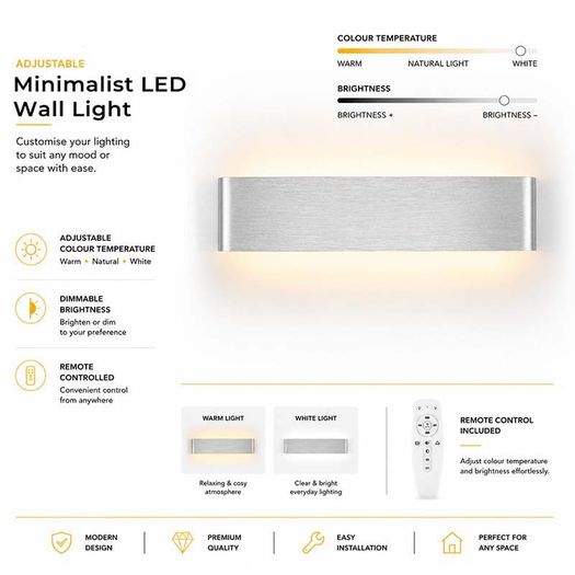Wall Lights - Smart LED Wall Light with Remote Control / NEW