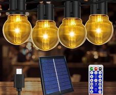 Festoon Lights, G50 Solar Garden Lights Outdoor Lights Mains Powered, 3200K Solar String Lights Waterproof with 30 Bulbs, 43.8Ft/13.5M (FREE SHIPPING)