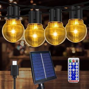 Festoon Lights, G50 Solar Garden Lights Outdoor Lights Mains Powered, 3200K Solar String Lights Waterproof with 30 Bulbs, 43.8Ft/13.5M (FREE SHIPPING)