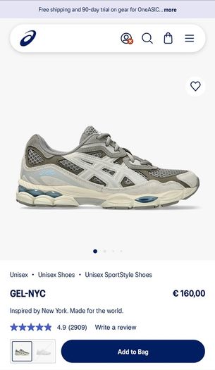 ASICS GEL-NYC trainers worn once,like new