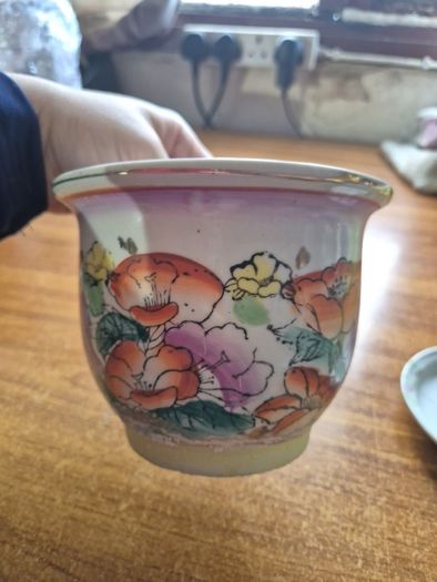 Colourful Vintage Chinoiserie Planter. Jardiniere.