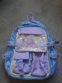 Kawaii Girls Glitter Baby blue School bag