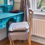 Antique chair wood painted gold with taupe silk type cover Image 6