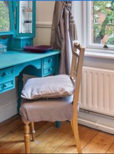 Antique chair wood painted gold with taupe silk type cover