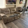 Grey 2 seater faux leather couch with recline Image 2