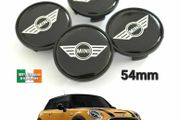 4x Mini Wheel Centre Caps Hub Alloy Badge Emblem Black 54mm Cooper One Clubman S