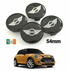 4x Mini Wheel Centre Caps Hub Alloy Badge Emblem Black 54mm Cooper One Clubman S