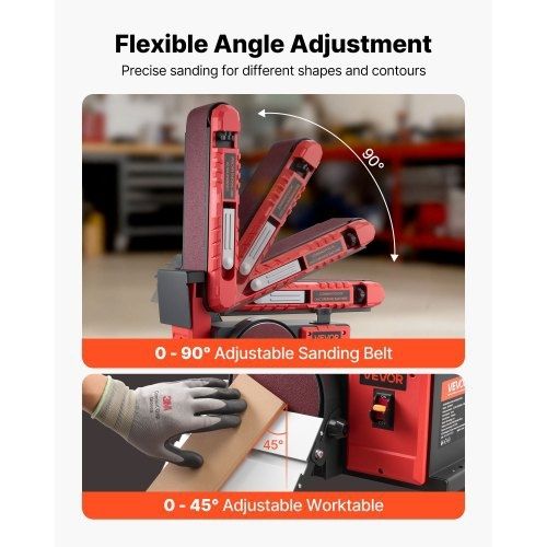 152.4mm Disc Sander & 101.6mm x 914.4mm Belt Sander, 400W Professional Belt Disc Sanders Combo with 0 - 45 Adjustable Worktable, Dust Collection Port for Woodworking & DIY Crafting