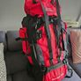 90 L Hiking backpack. Trekking backpack. Camping backpack. Red. Image 4