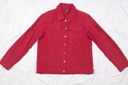 Boohoo Red Distressed Ripped Long Sleeve Denim Jacket 10UK/38EU