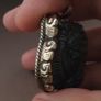 Labradorite Tiger Face Carved Stone Vintage Brass Pendant Image 6
