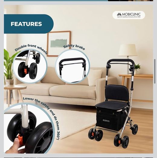 Folding Rollator, Walker with Seat and Basket,  Mobiclinic Coliseo