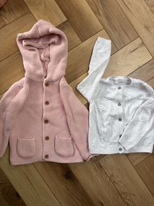 Barely worn toddler girls next cardigans pink and white 12-18