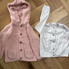 Barely worn toddler girls next cardigans pink and white 12-18