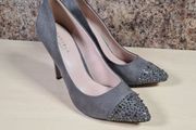 womens CARVELA Kurt Geiger high heels grey suede court shoes glittery spike toes UK 6 EU 39