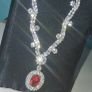 Luxury Red Ruby Silver-Tone Alloy Pendant Necklaces Image 7