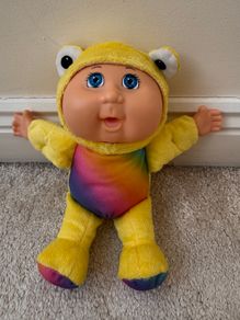 Cabbage Patch Kids CPK Rainbow Garden Crew Frog 10" Plush Doll NO Yellow Nose Ditry Used Please see photos