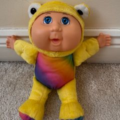 Cabbage Patch Kids CPK Rainbow Garden Crew Frog 10" Plush Doll NO Yellow Nose Ditry Used Please see photos