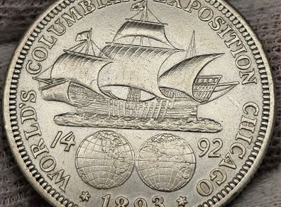 USA United States Silver 1893 Half Dollar Columbian Expo AU+++