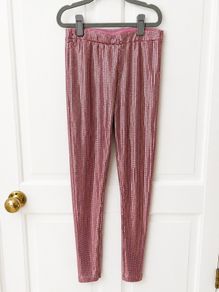 Girls rose gold sequin leggings age 11