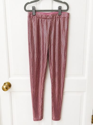 Girls rose gold sequin leggings age 11