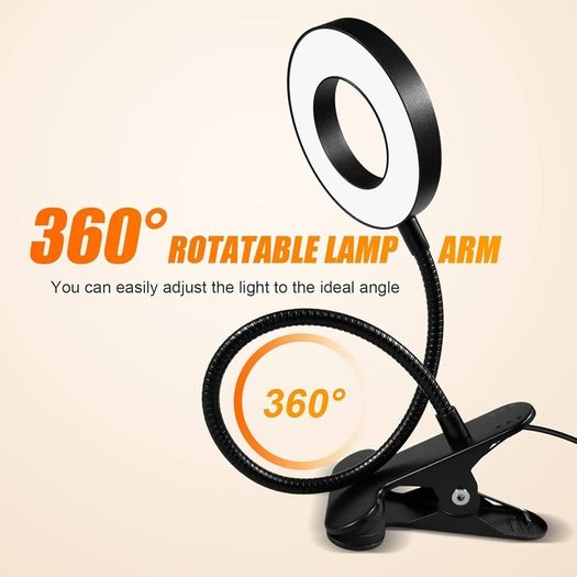 SALE | LED Clip Light, Desk Clamp Lamp 10 Dimmable Brightness 3 Light Modes, 360 Degree Flexible Gooseneck Clip Lamp for Reading, Painting, Craft, Studying