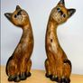 Pair of tall vintage wooden carved figurines Image 3