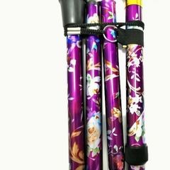 Folding Walking Stick, Purple Floral