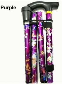 Folding Walking Stick, Purple Floral