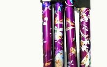 Folding Walking Stick, Purple Floral
