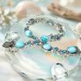 Silver bracelet Larimar & Neon Apatite Cluster Bracelet Image 3