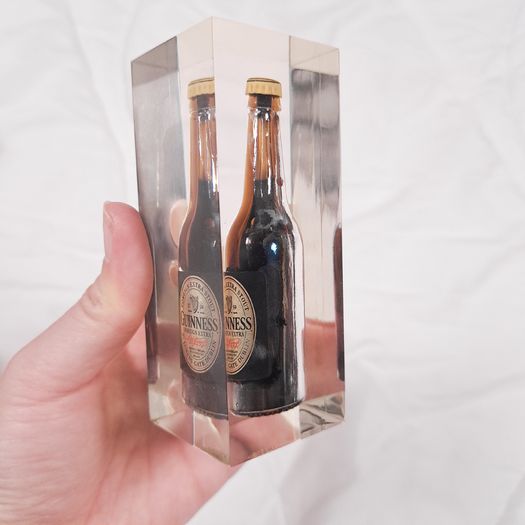 Official Guinness Foreign Extra Stout Bottle Glass Paperweight