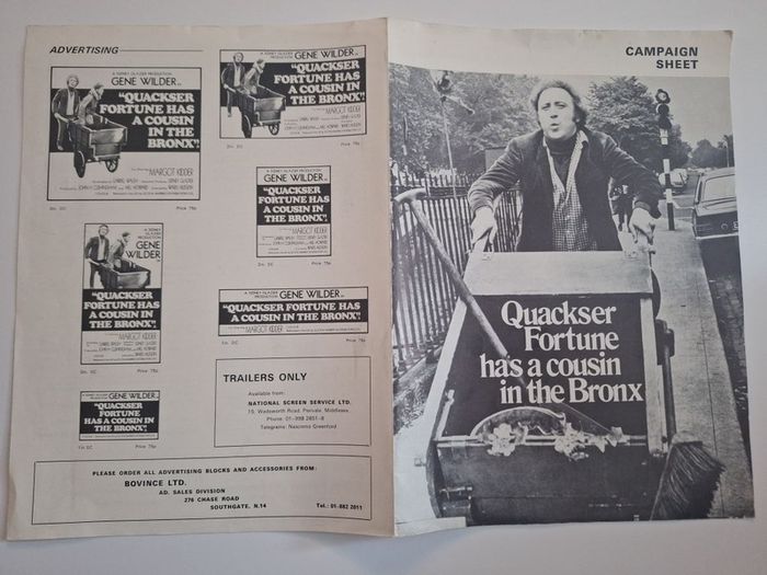1970 Quackser Fortune Has A Cousin In The Bronx Press Kit/Pressbook Gene Wilder