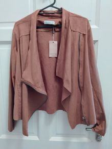 brown suede feel jacket size 16 new tags