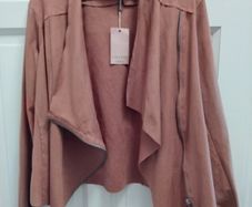 brown suede feel jacket size 16 new tags