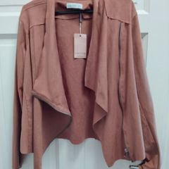 brown suede feel jacket size 16 new tags