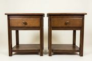 Pair of Vintage Solid Oak Country-Style Nightstands