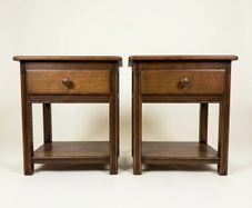 Pair of Vintage Solid Oak Country-Style Nightstands