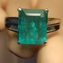 Natural Princess cut Emeraldine Quartz Dress Ring Image 5