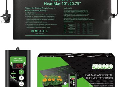 Seedling Heat Mat and Thermostat Set, Waterproof Greenhouse Heating Pad 10" x 20.75" Germination Warming Mat for Terrarium Reptile Amphibian (FREE POSTAGE)